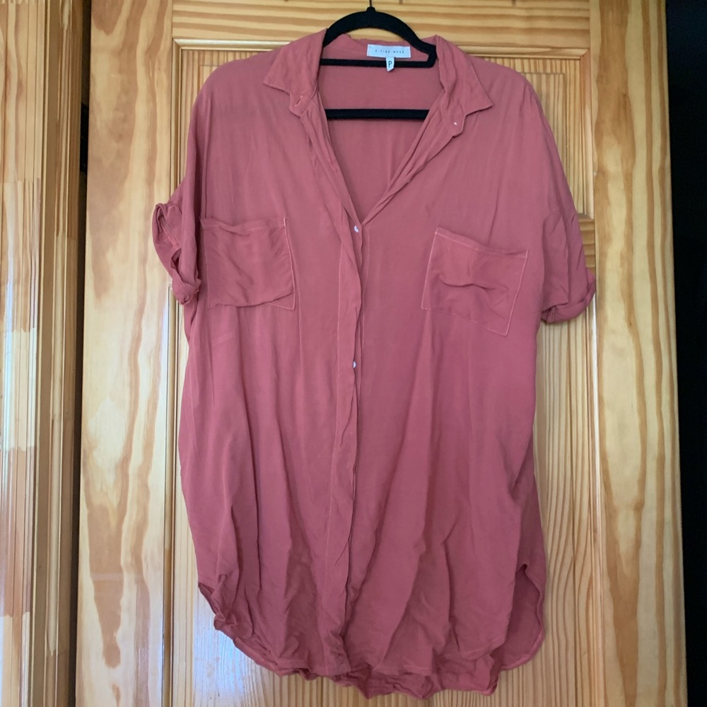 Coral T-shirt dress